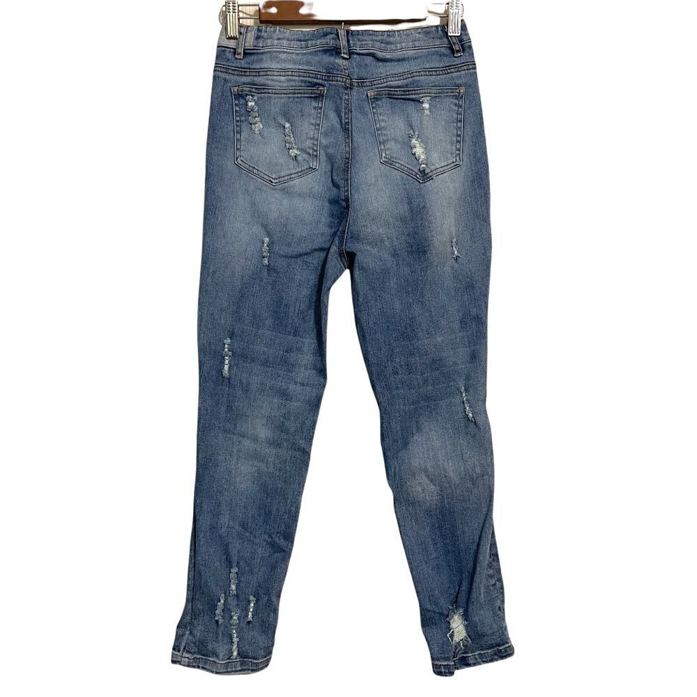 Emory Park Women's Floral Embroidered Distressed High Rise Straight Jeans Small - Picture 12 of 12